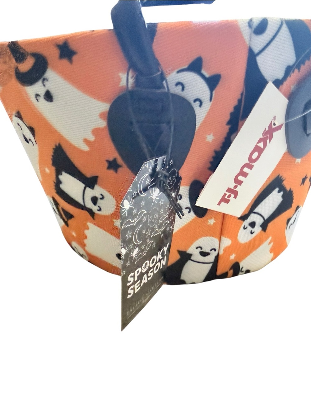NWT Halloween Ghost Orange Fabric Storage Basket Bin Spooky Season TJ Maxx - Picture 2 of 5